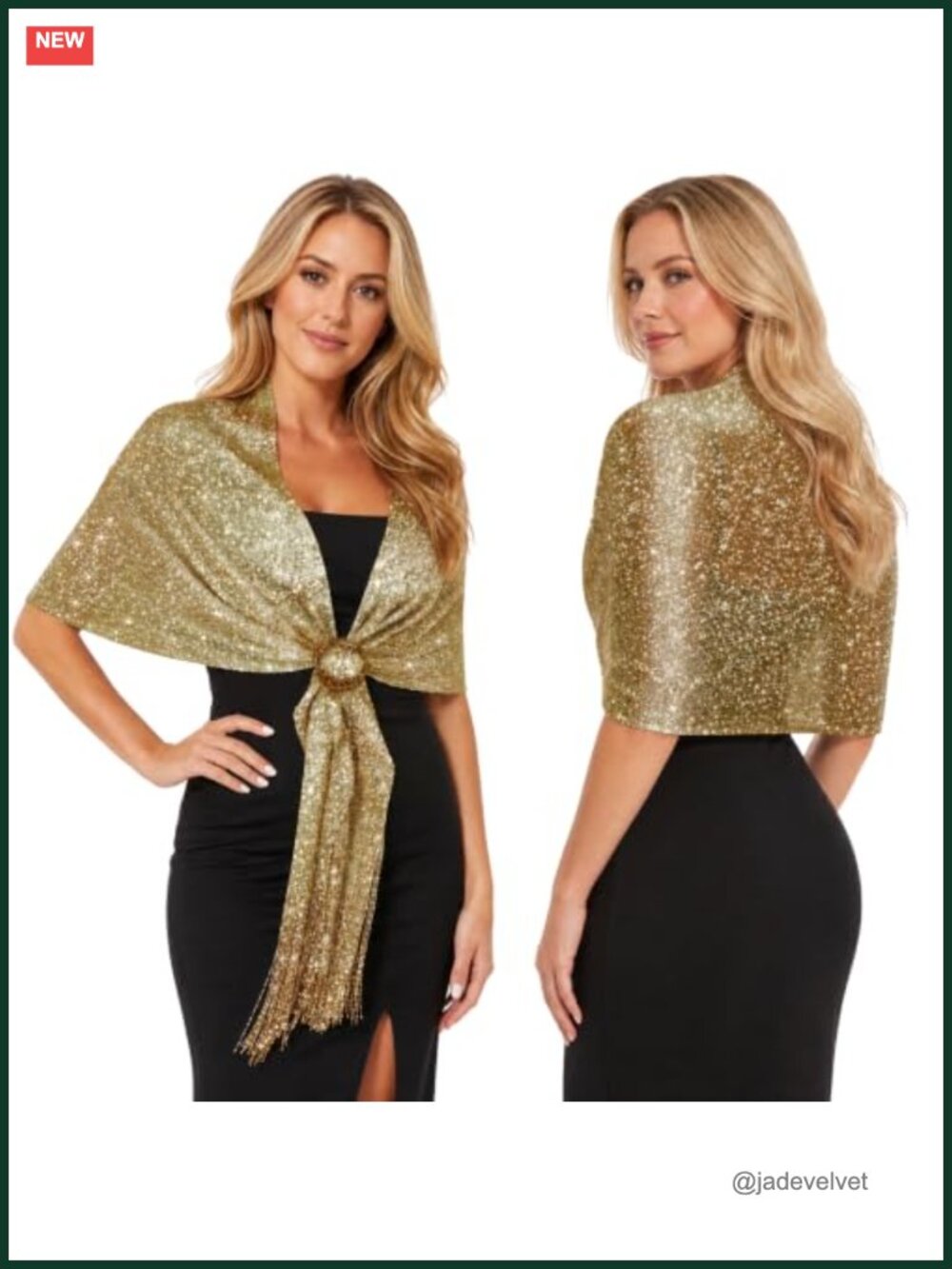 Sparkling Metallic Shawl with Fringe for Evening Dresses